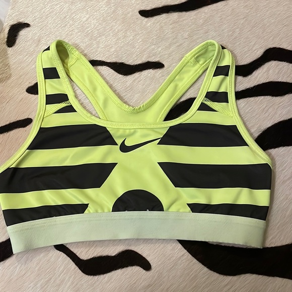 Neon Yellow and Black Nike Pro Sports bra - Picture 1 of 4